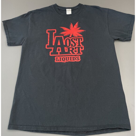 Lost Art Liquids Mens T-shirt Size M Medium Black With Red Logo RARE 100% Cotton - Picture 1 of 7